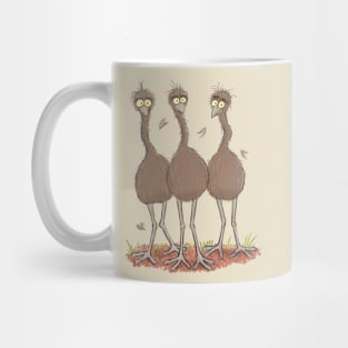 Funny Australian emu trio cartoon illustration Mug